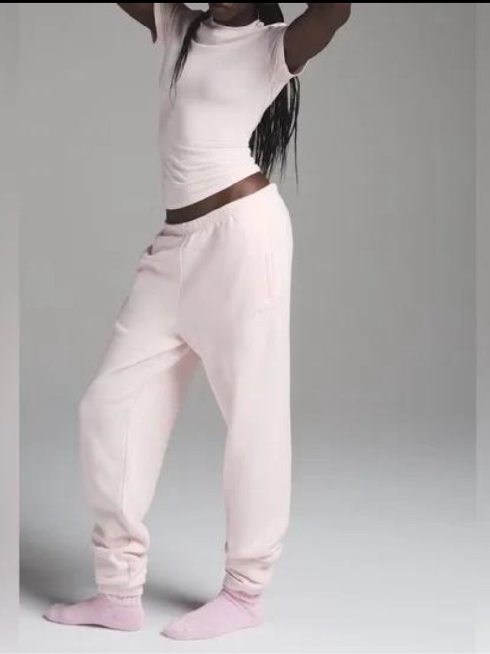 Skims cotton fleece light pink cherry blossom classic jogger sweatpants small